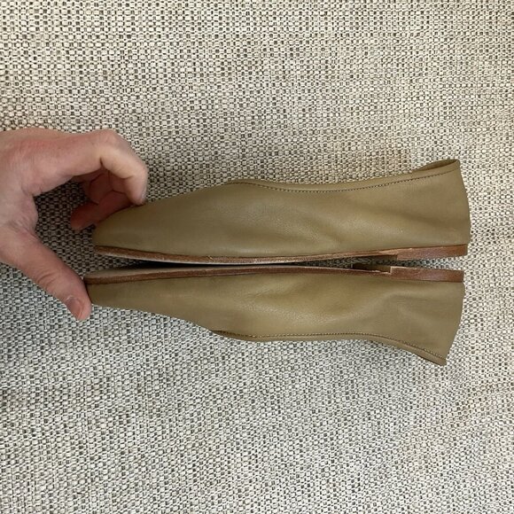 Jenni Kayne Charlotte Ballet Flat in Khaki Brown Leather Size 38 (8 Equivalent) - Picture 12 of 14